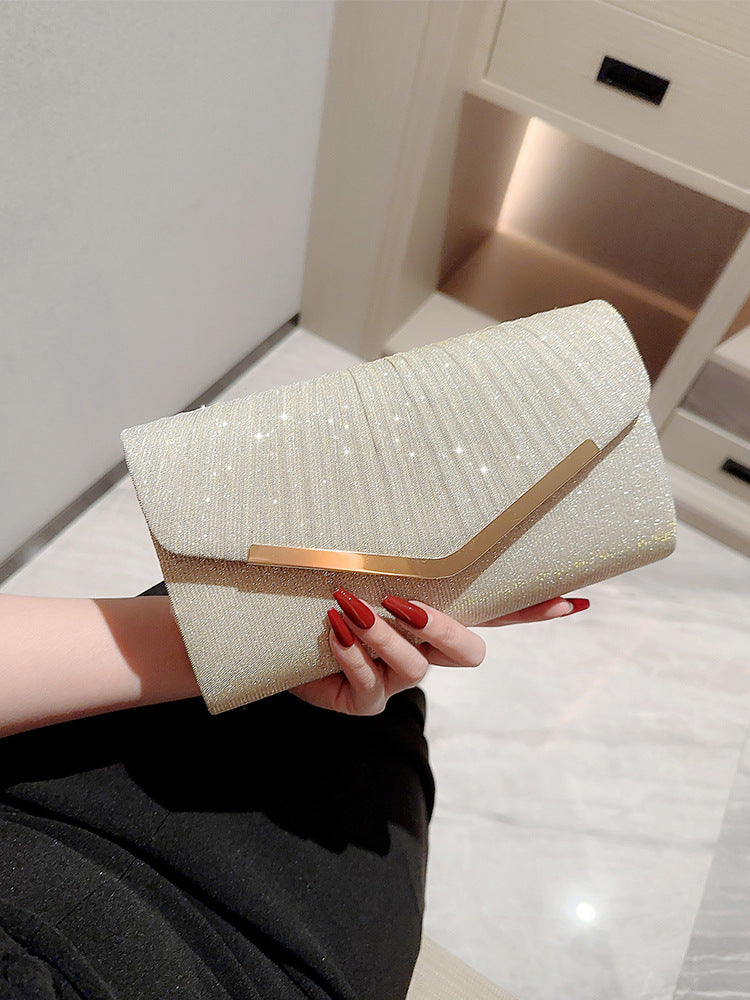 Pleated Envelope Clutch With Metal Trim - view 1