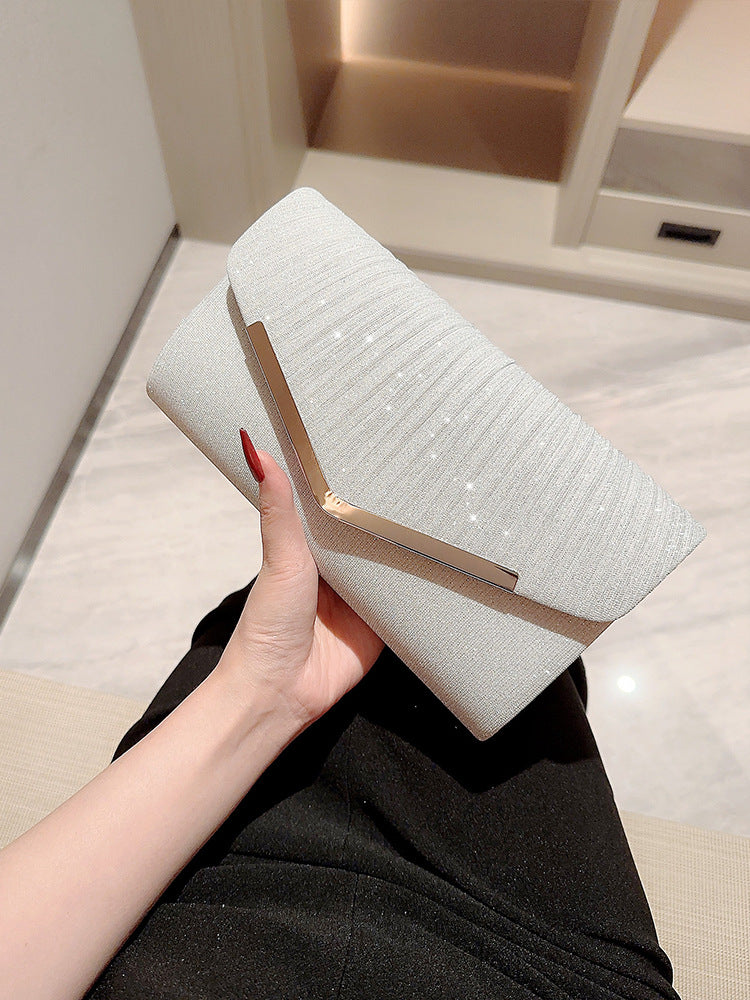 Pleated Envelope Clutch With Metal Trim - view 3