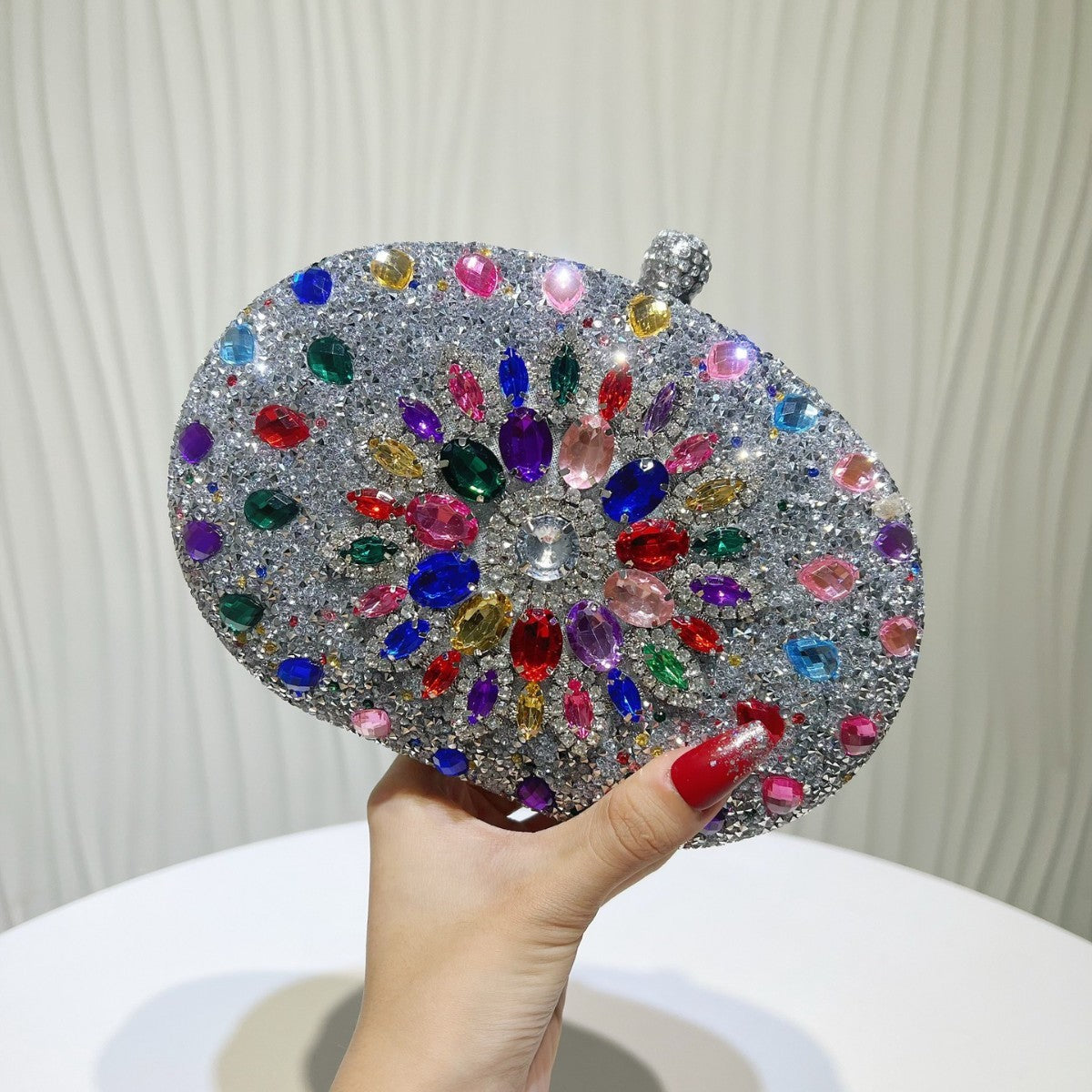Jeweled Crystal Oval Evening Clutch