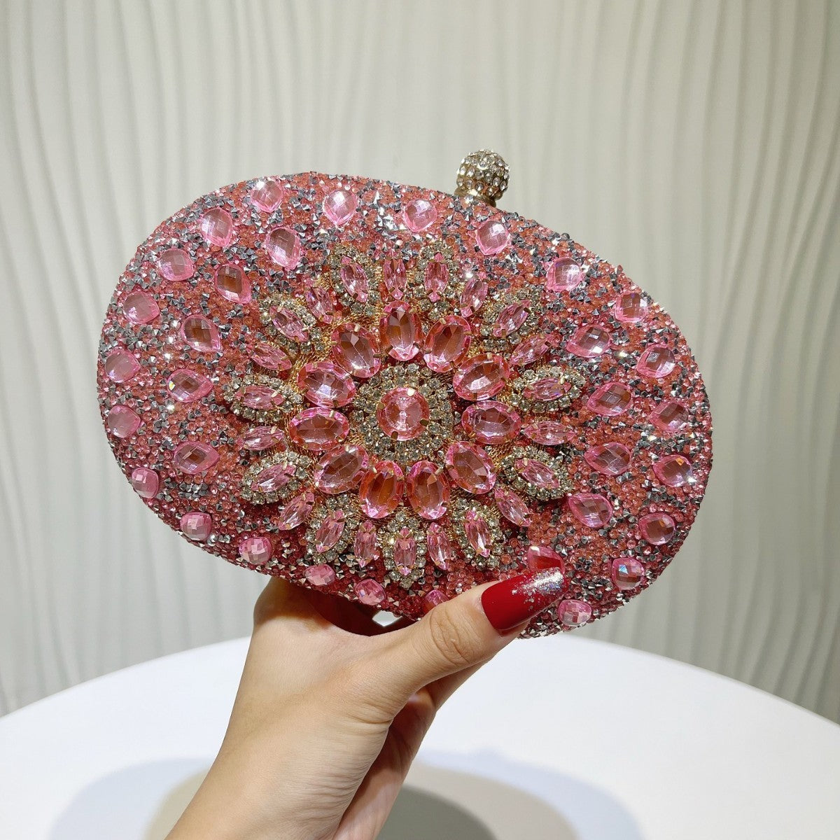 Jeweled Crystal Oval Evening Clutch