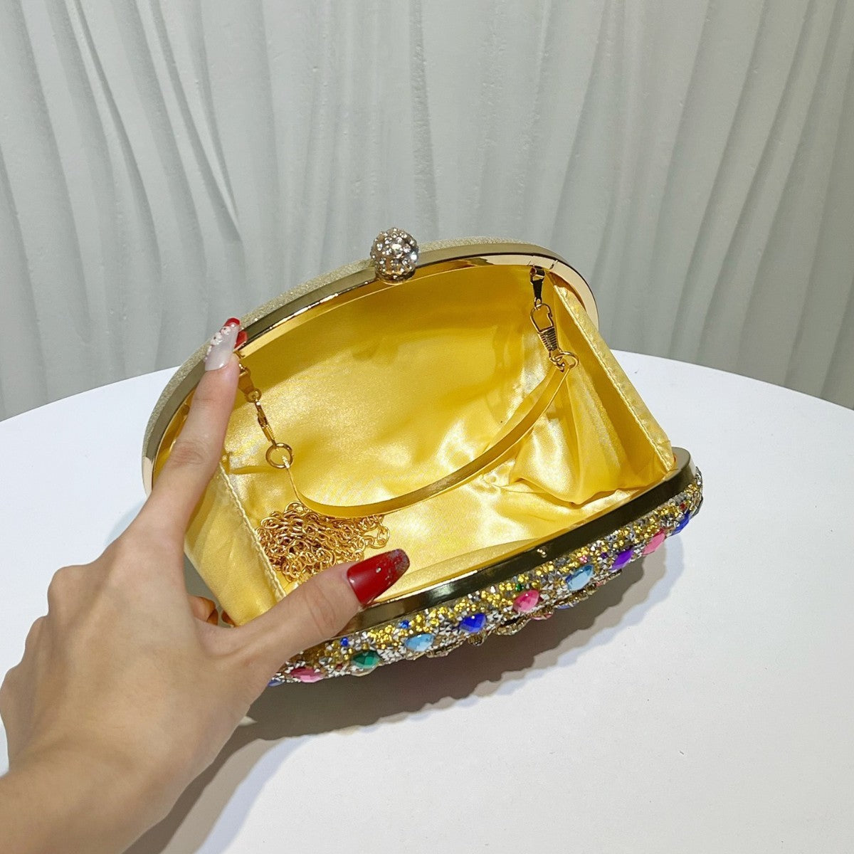 Jeweled Crystal Oval Evening Clutch