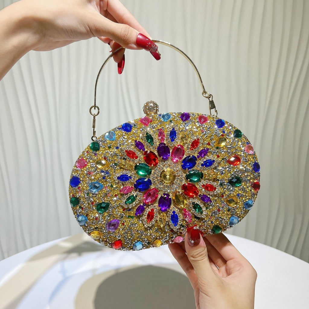 Jeweled Crystal Oval Evening Clutch