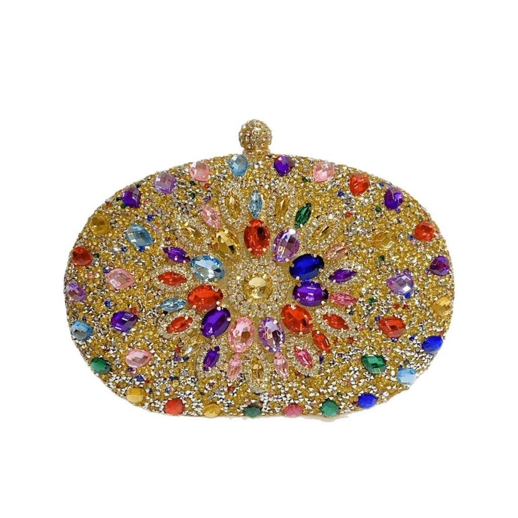 Jeweled Crystal Oval Evening Clutch