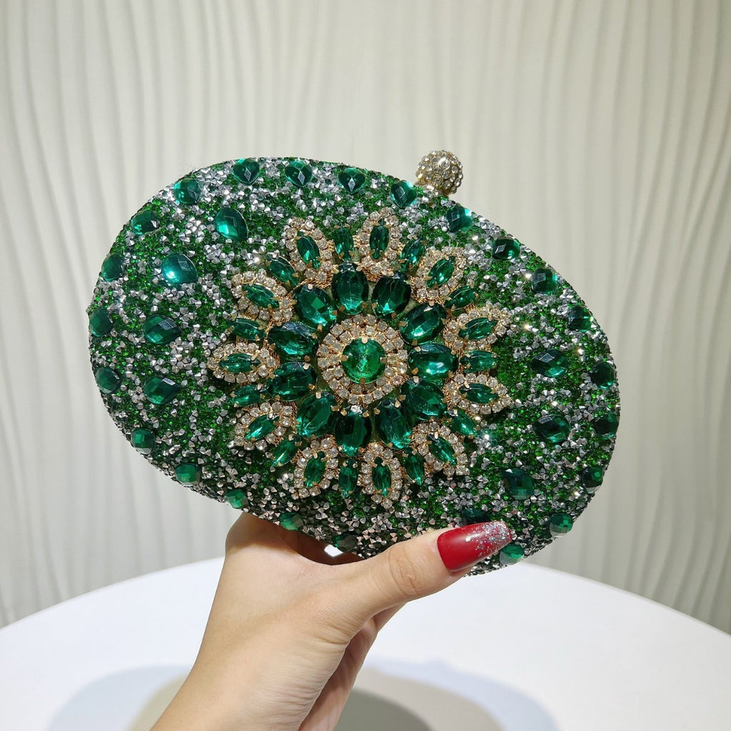Jeweled Crystal Oval Evening Clutch