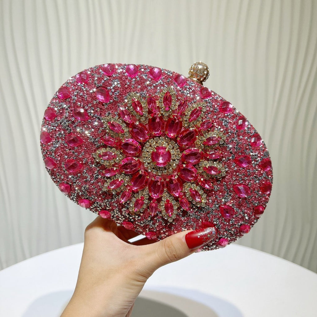 Jeweled Crystal Oval Evening Clutch