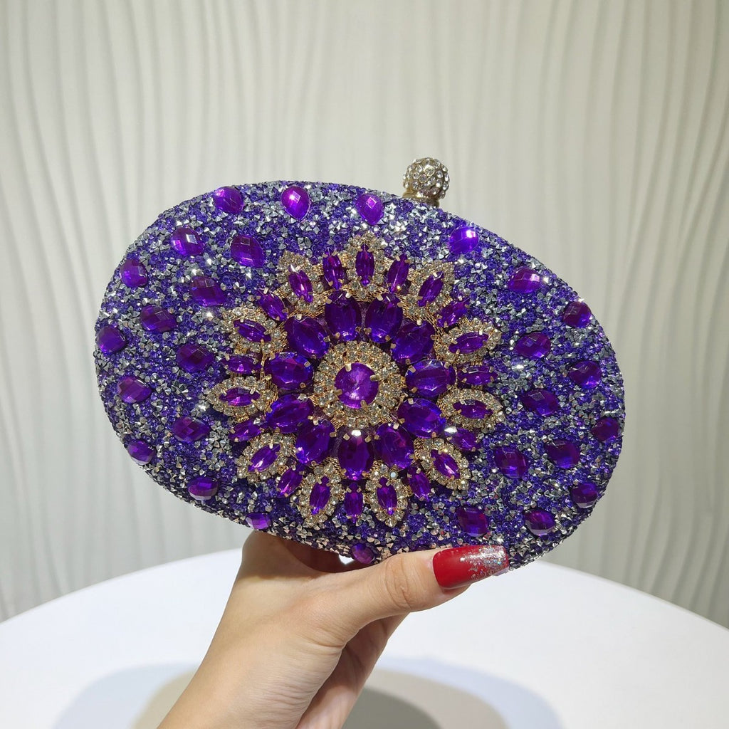 Jeweled Crystal Oval Evening Clutch