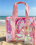 Iridescent Beach Tote With Zip Pouch - Pink