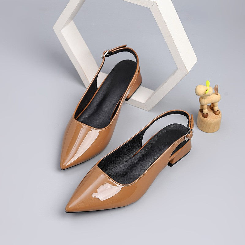High Shine Patent Pointed Slingback Block Heels