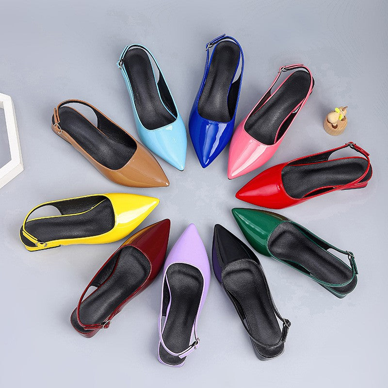 High Shine Patent Pointed Slingback Block Heels