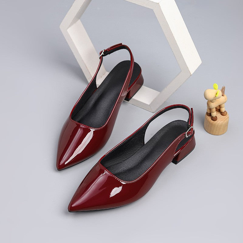 High Shine Patent Pointed Slingback Block Heels