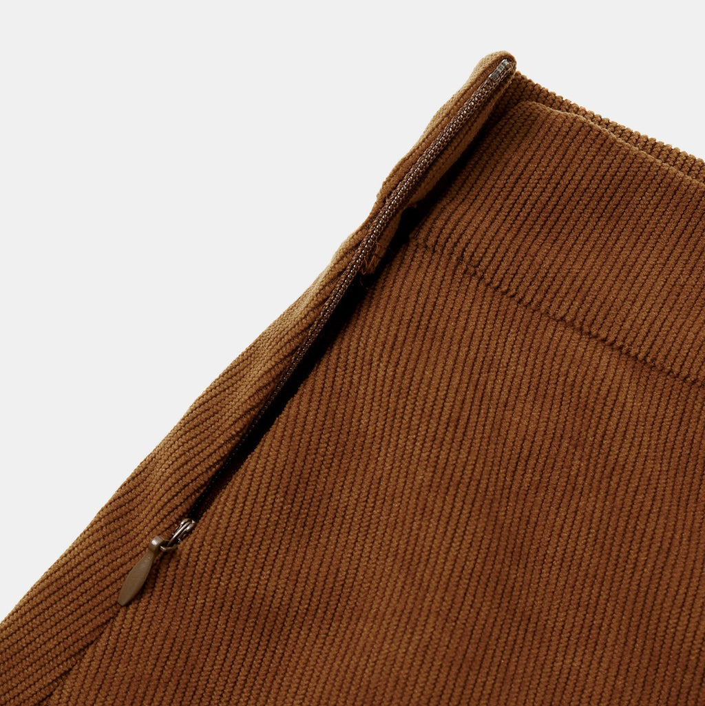 Corduroy Ruffle Hem Skater Mini Skirt - Brown - 4