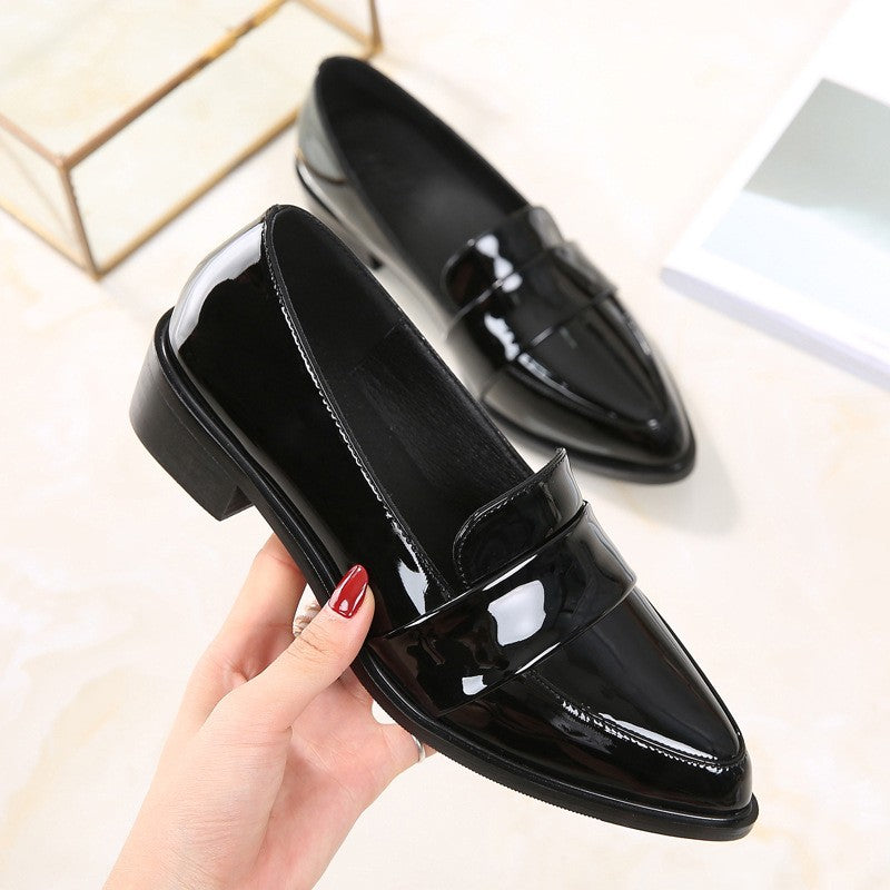 Pointed Toe Penny Loafers with Low Block Heel