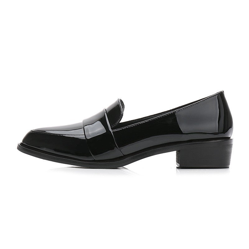 Pointed Toe Penny Loafers with Low Block Heel