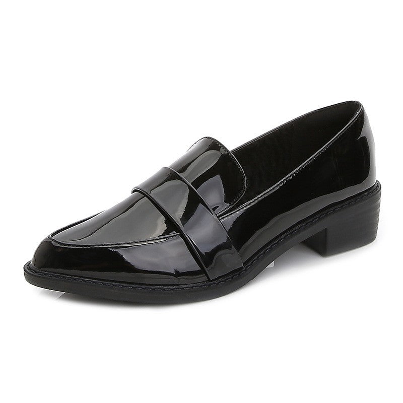 Pointed Toe Penny Loafers with Low Block Heel