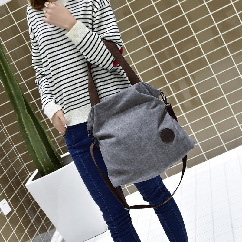 Slouchy Canvas Hobo Bag with Crossbody Strap