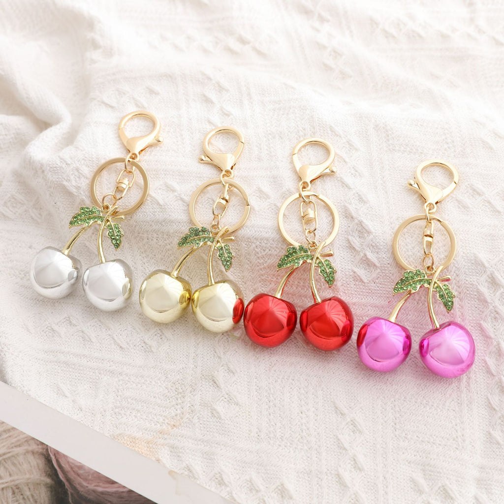 Sparkling Cherry Pendant Keychain