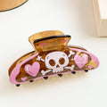 Halloween Hair Claw Clip With Pumpkin and Bat Prints - Light_Coffee