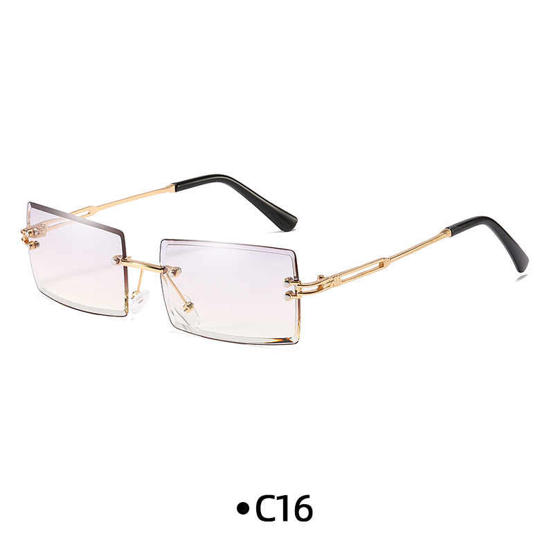 Rimless Rectangle Gradient Lens Sunglasses - C16