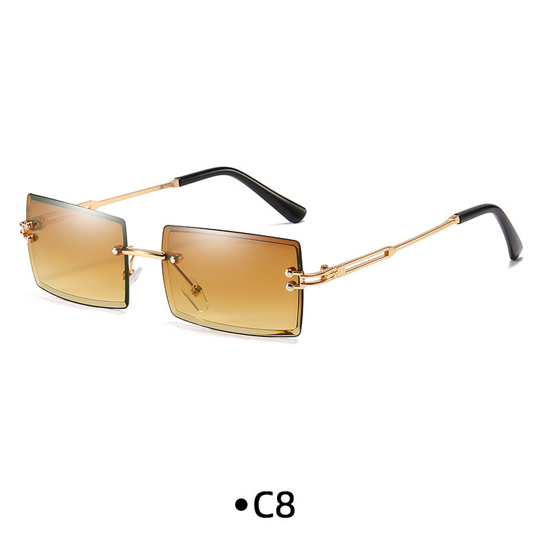 Rimless Rectangle Gradient Lens Sunglasses - C8