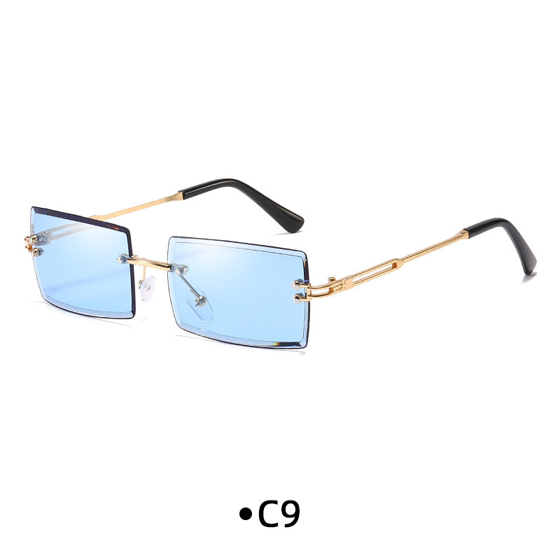 Rimless Rectangle Gradient Lens Sunglasses - C9