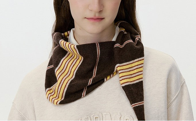 Striped Knit Bonnet Hood Scarf - view 2