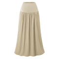 Gathered High Waist Maxi Skirt With Pockets - Beige