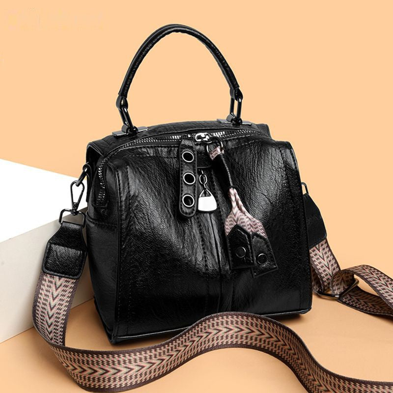 Mini Top Handle Bag With Woven Crossbody Strap