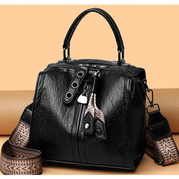 Mini Top Handle Bag With Woven Crossbody Strap