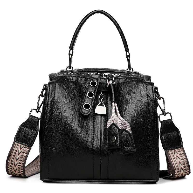 Mini Top Handle Bag With Woven Crossbody Strap