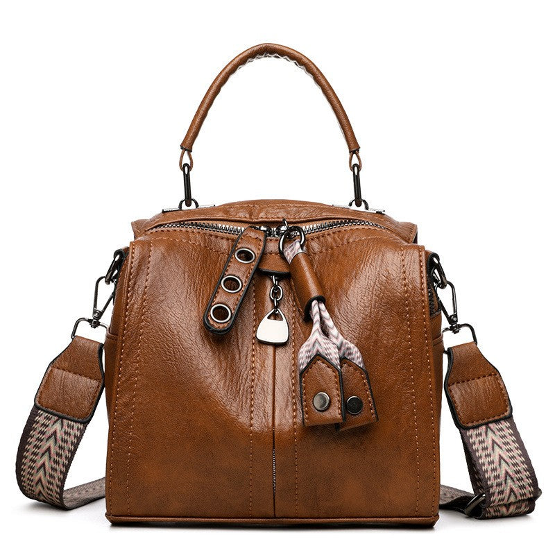 Mini Top Handle Bag With Woven Crossbody Strap