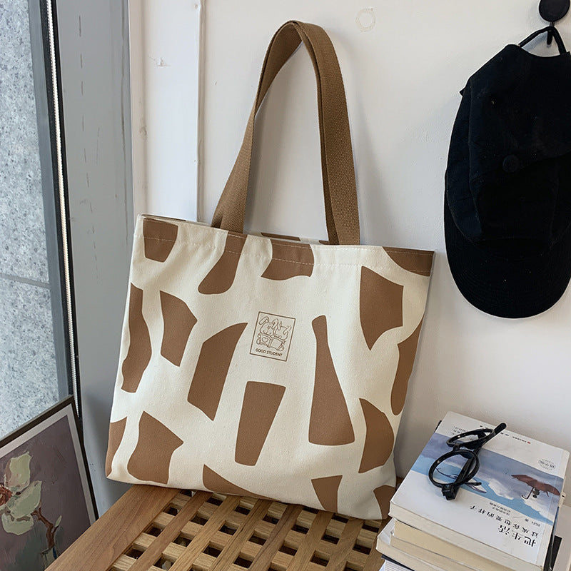 Abstract Print Canvas Shoulder Tote - Color_02