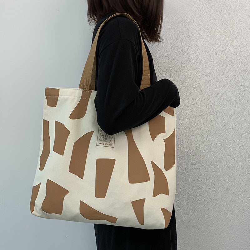 Abstract Print Canvas Shoulder Tote - view 1