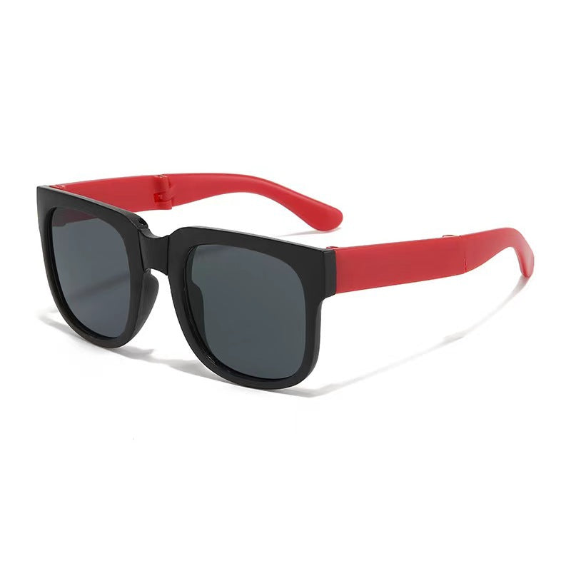 Kids Foldable Two Tone Square Sunglasses - Black