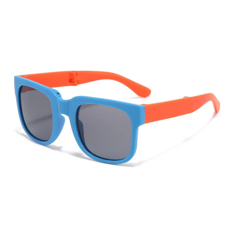 Kids Foldable Two Tone Square Sunglasses - Blue
