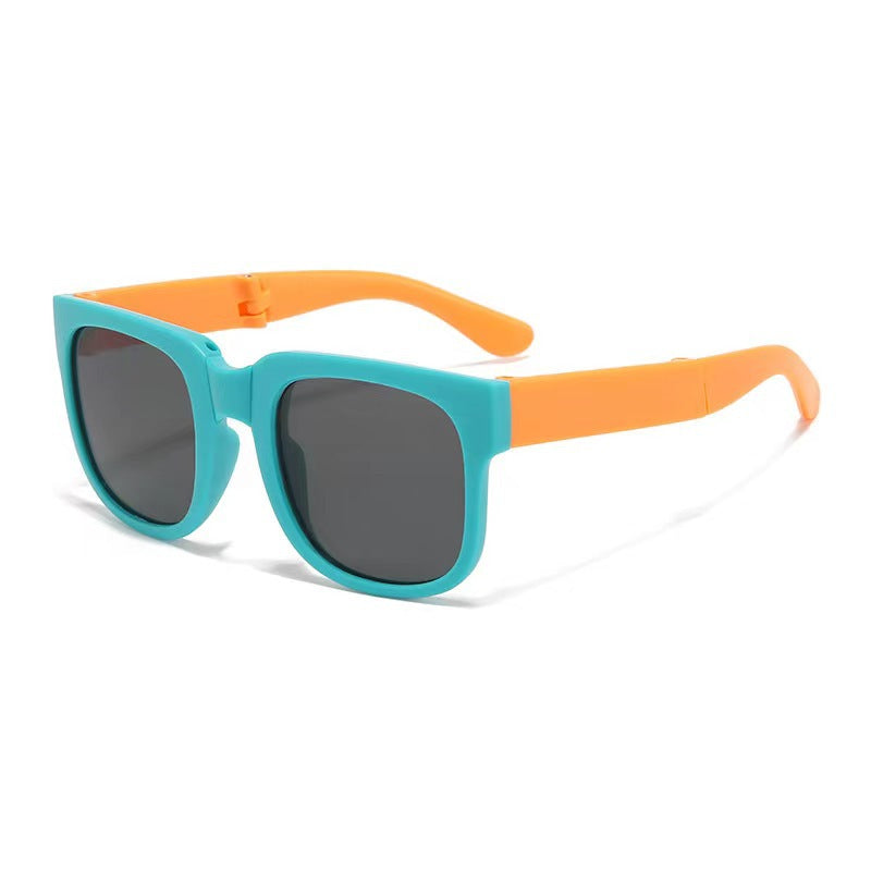 Kids Foldable Two Tone Square Sunglasses - Green