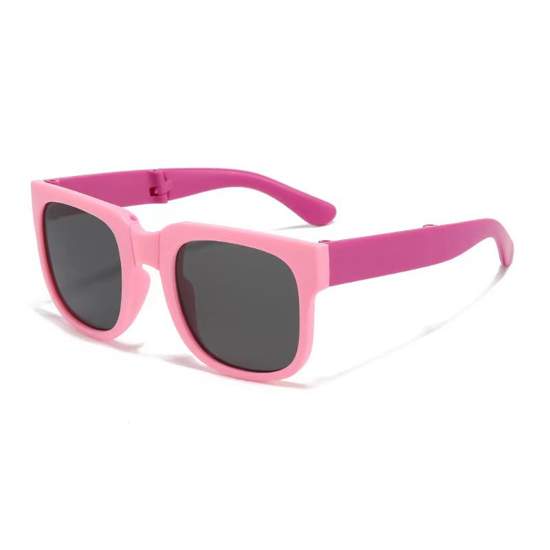 Kids Foldable Two Tone Square Sunglasses - Pink
