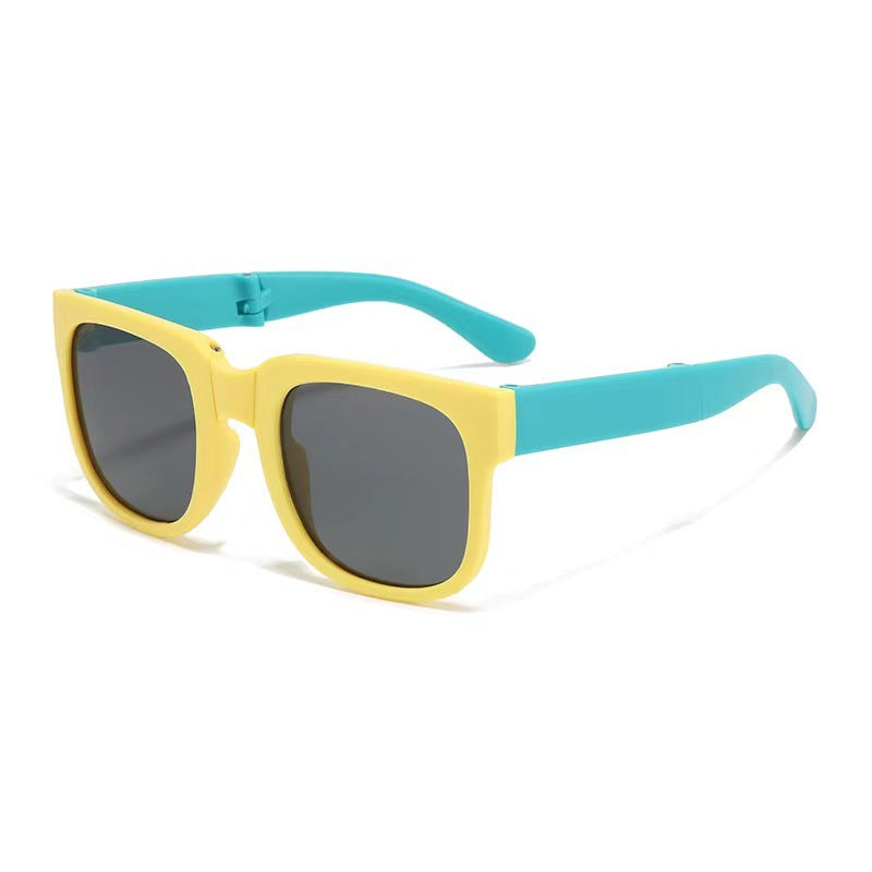 Kids Foldable Two Tone Square Sunglasses - Yellow