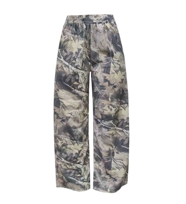 Printed Wide Leg Elastic Waist Pants