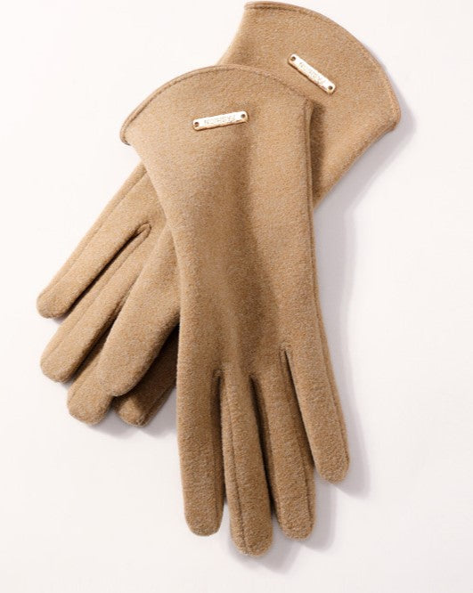 Arched Cuff Plush Winter Gloves - Camel