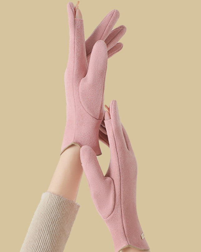 Arched Cuff Plush Winter Gloves - view 1