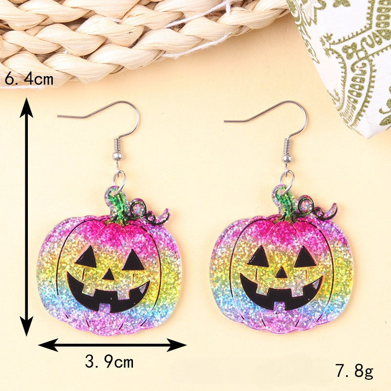 Spooky Glitter Ghost Charm Dangle Earrings - NO-12