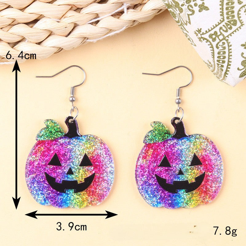 Spooky Glitter Ghost Charm Dangle Earrings - NO-13