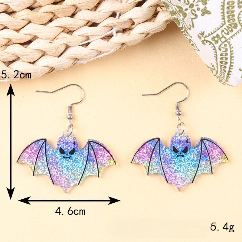 Spooky Glitter Ghost Charm Dangle Earrings - NO-14