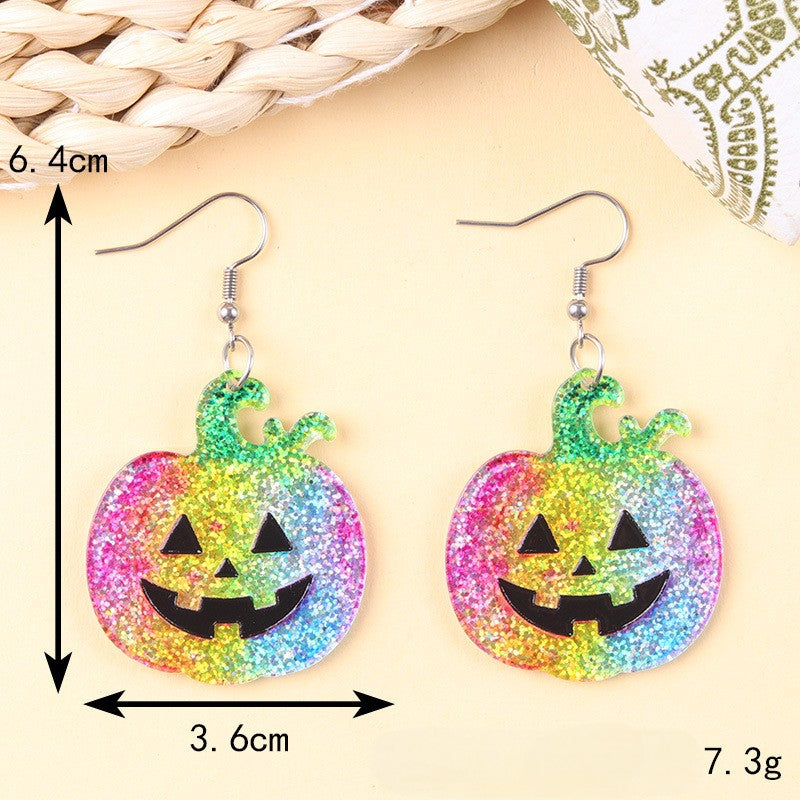 Spooky Glitter Ghost Charm Dangle Earrings - NO-15