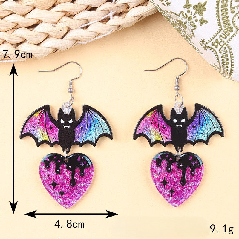 Spooky Glitter Ghost Charm Dangle Earrings - NO-8