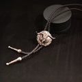 Cowboy Bolo Tie Necklace with Bull or Hat Pendant - Bull_Silver