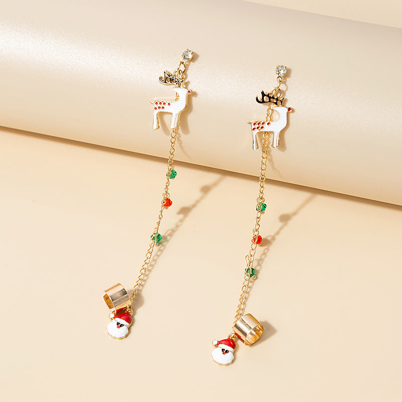 Long Chain Santa Charm Earrings - NO-2