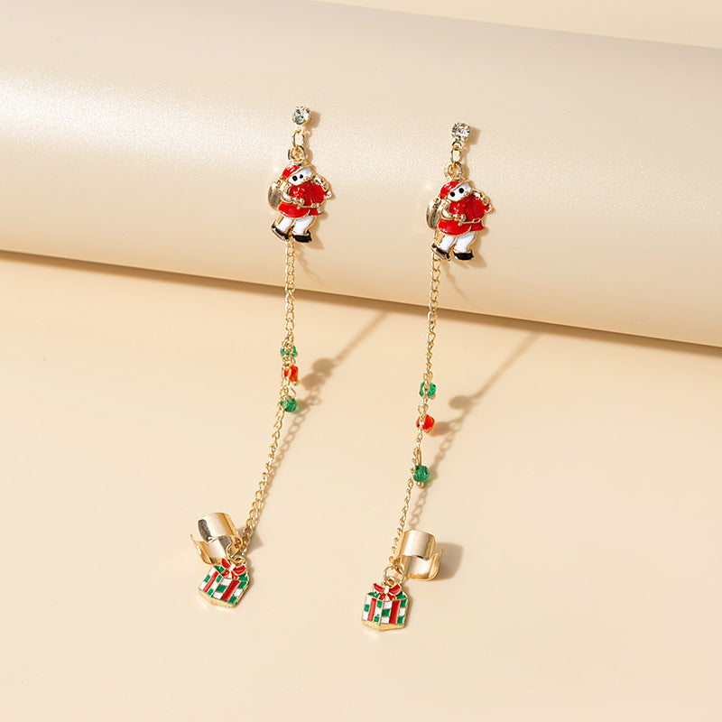 Long Chain Santa Charm Earrings - NO-3