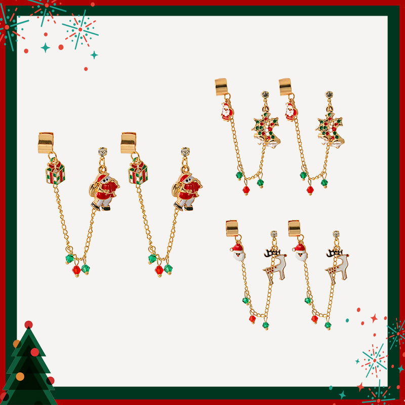Long Chain Santa Charm Earrings - view 1