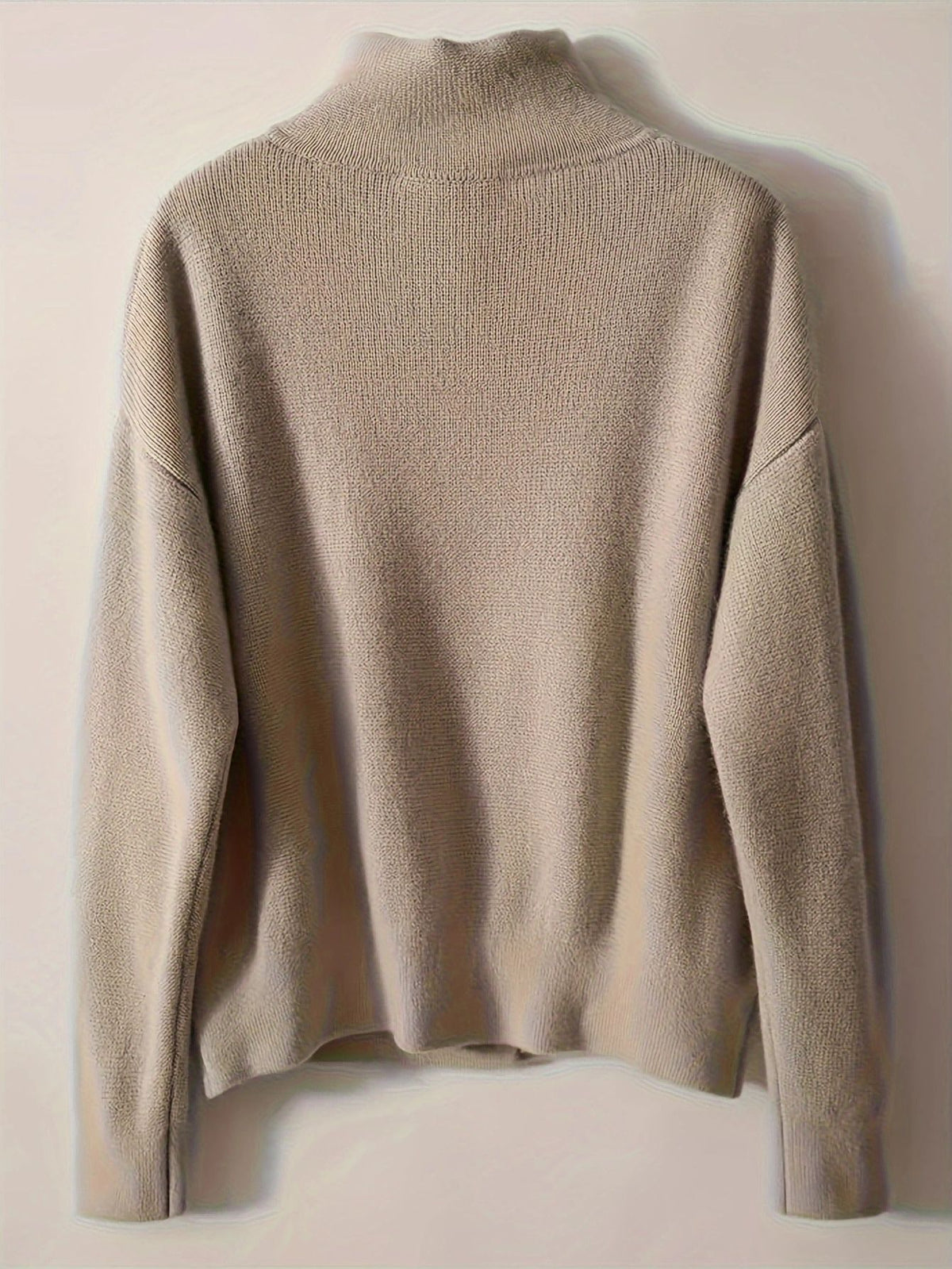 High Neck Button Cardigan With Pockets - Khaki - 1